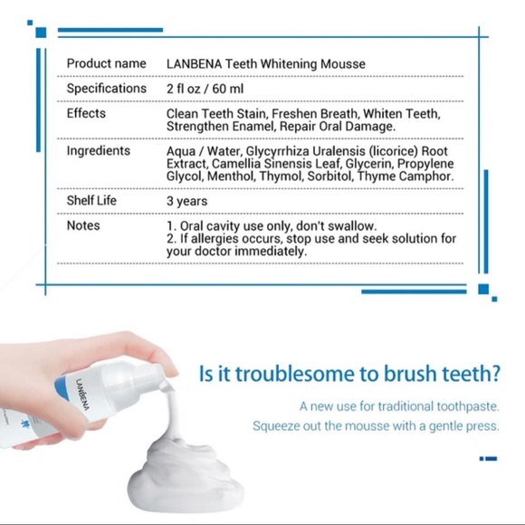 Lanbena Teeth Whitening Mousse, Clean and Whiten Teeth, Strengthen Enamel 🆕 - Picture 8 of 8